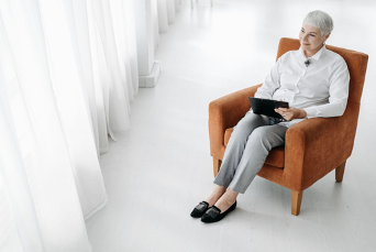 social worker sitting across from clients
