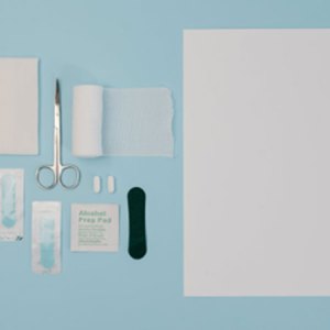 Group of medical tools on a table.