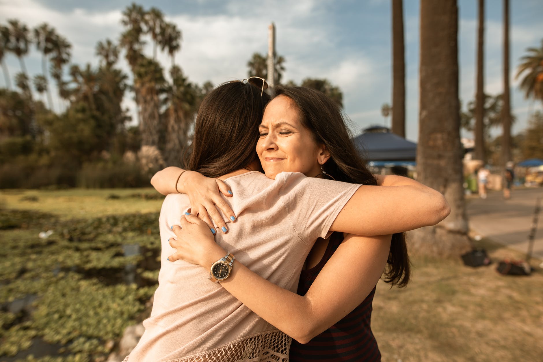 two women hugging
