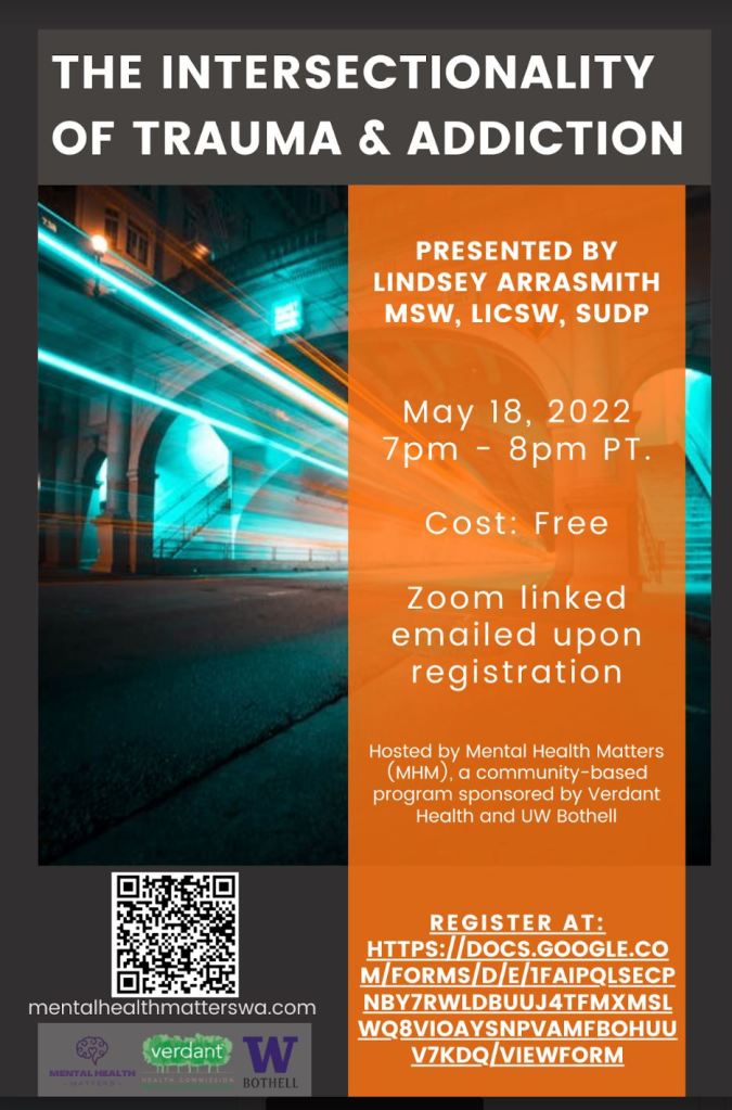 Intersectionality of Trauma and Addiction flyer.