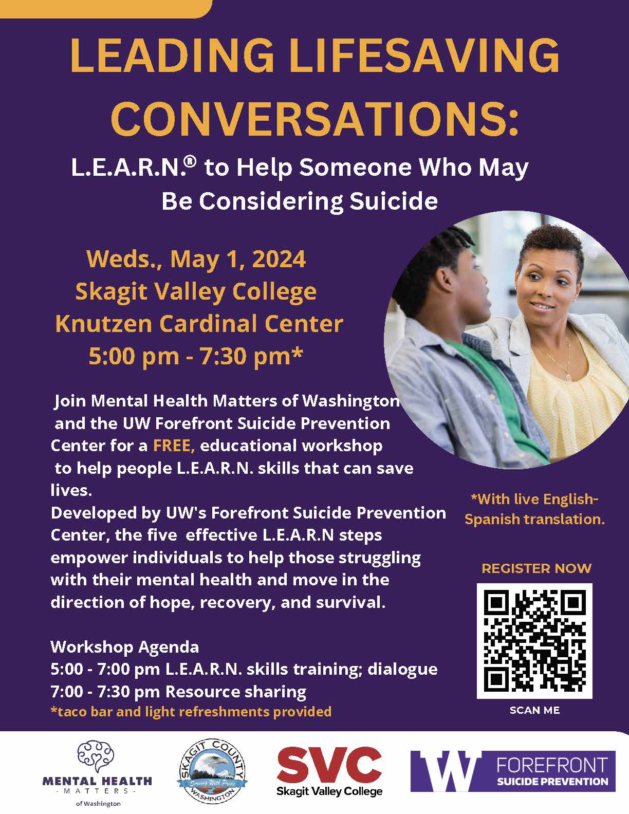 Leading Conversations to Save Lives In person training flyer